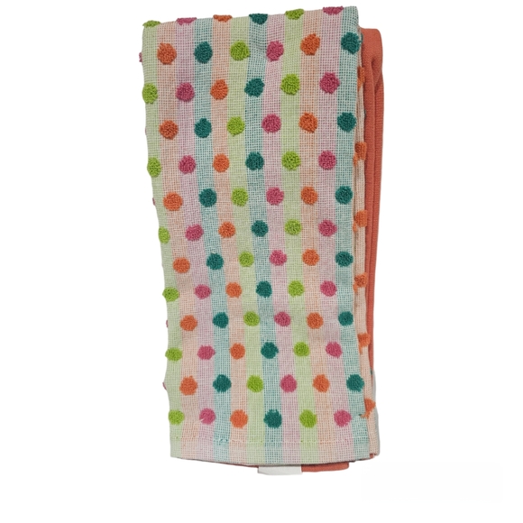 2pc PINK FLAMINGO "Let's Flamingle" Embroidered Polka Dot Dish Towels - Picture 2 of 6